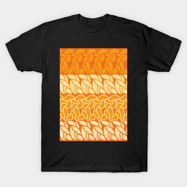 Faux double crochet stitch pattern with orange and yellow hues T-Shirt by nobelbunt